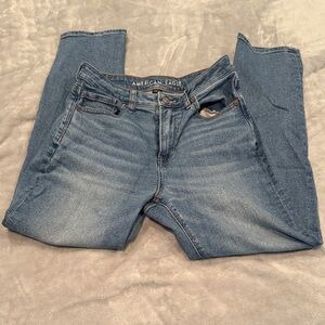 American Eagle Outfitters Women's Light Blue Straight Leg Jeans